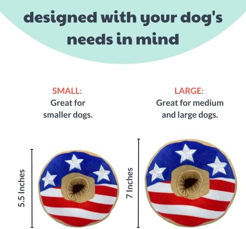 Huxley & Kent לכלבים | Stars & Stripes סופגנייה | צעצוע של כלב כוח פלאש עם חריק | מתנת כלבים